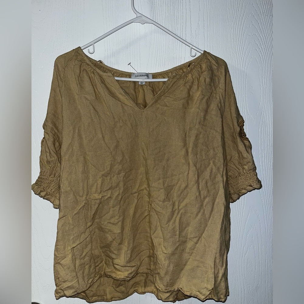 Calligraphie Yellow Brown Blouse